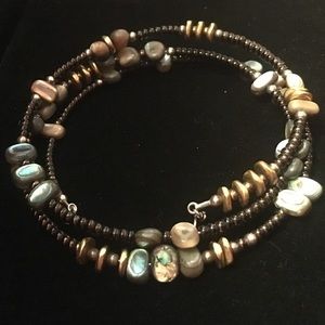 Silpada Abalone and Sterling Silver Wrap Bracelet
